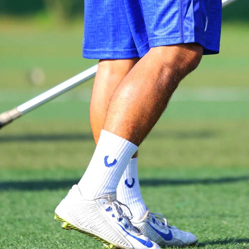 LACROSSE SOCKS WHITE/BLUE